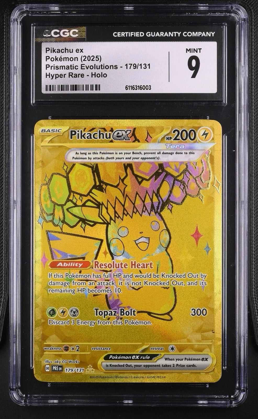 Pikachu EX 179/131 - Prismatic Evolutions - CGC MINT 9 (Englisch)