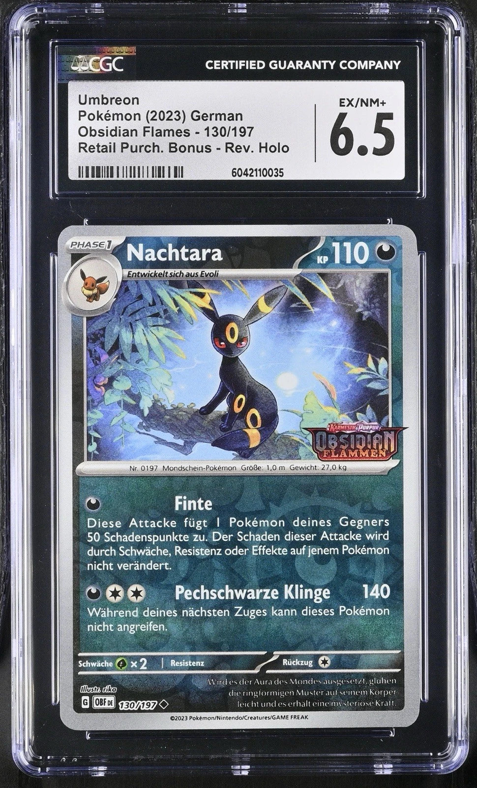 Nachtara 130/197 - Obsidianflammen - CGC EX/NM+ 6.5 (Deutsch)