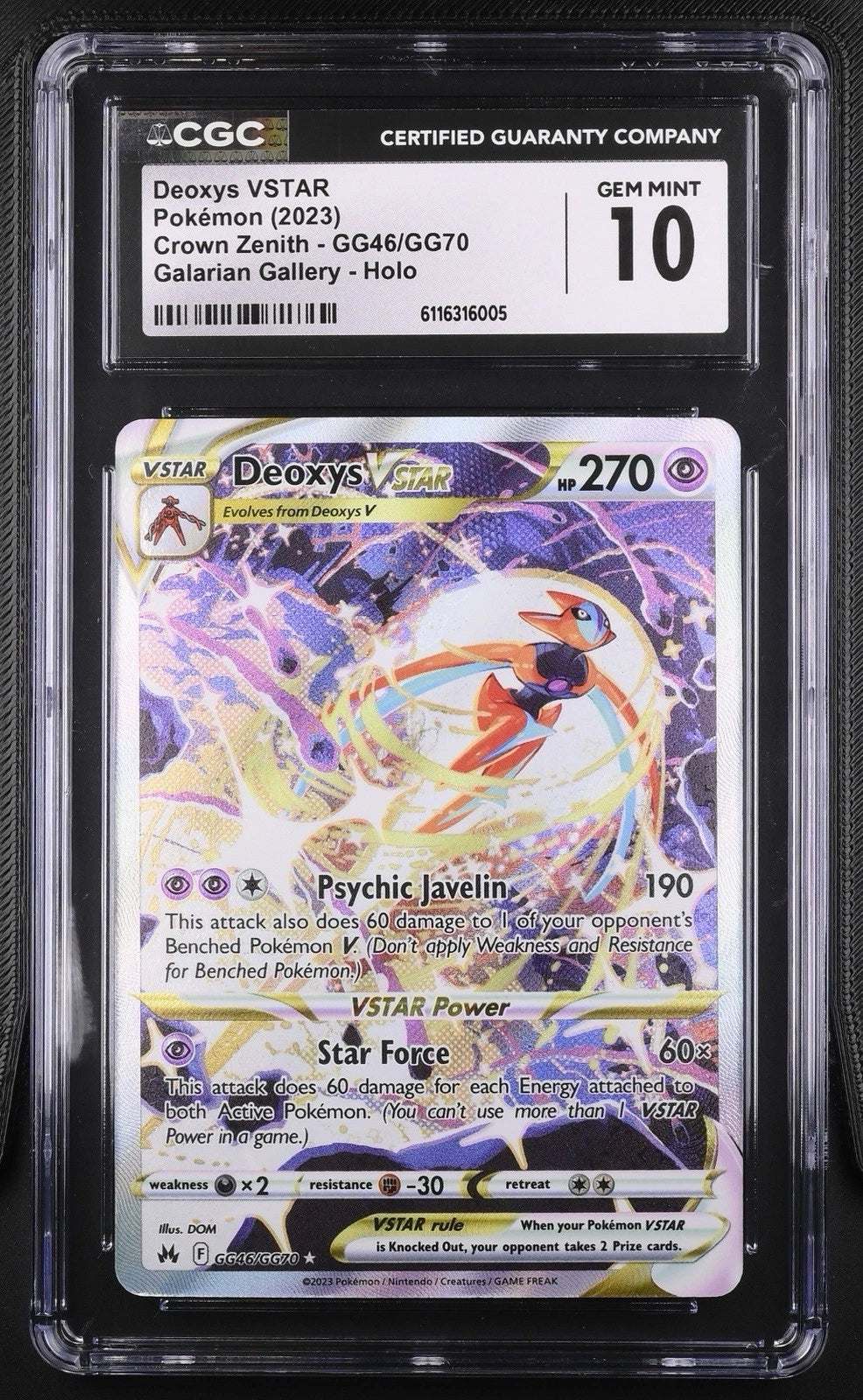 Deoxys VSTAR GG46/GG70 - Crown Zenith - CGC GEM MINT 10 (Englisch)