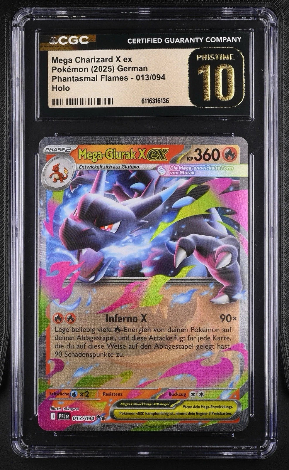 Mega-Glurak X EX 013/094 - Fatale Flammen - CGC PRISTINE 10 (Deutsch)